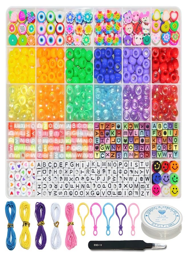 LIS HEGENSA 1000 Pcs DIY Childrens Crafts Beads Friendship Bracelet Kit, with Pony Beads Letter Beads and Bracelet Making Kit, Colorful Charms, Used for Custom Necklace Bracelets and Jewelry Decor - Image 1